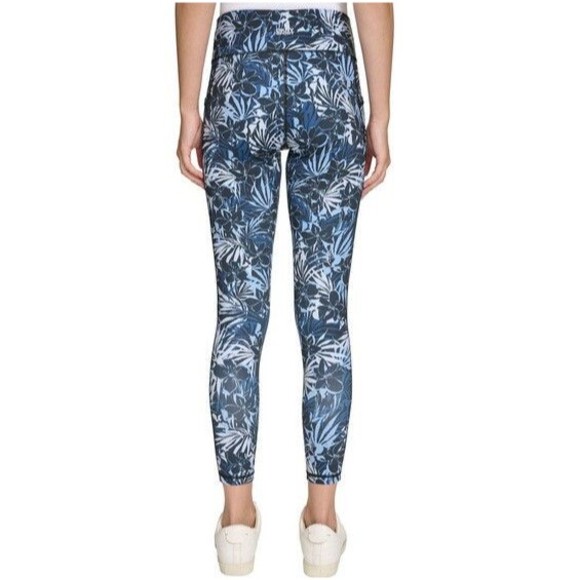 NWT DKNY Ladies' Sport Legging BLUE DIZZY TROPICS Size Medium - Picture 3 of 3